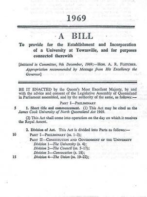 James Cook 榴莲视频 of North Queensland Bill 1969