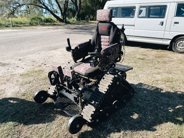 A wheelchair designed for multiple terrains. 